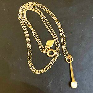 Pretty 14K gold pearl pendant on signed chain